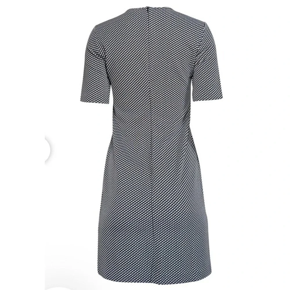 Theory Black & White Grid Print Knit Dress 0 Polished Tailored Monochrome Clean